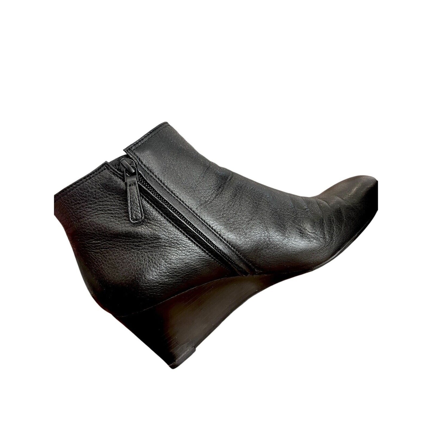 Tory Burch Brooke Black Ankle Wedge Woman Boots Size 9 EUC Pebbled Leather