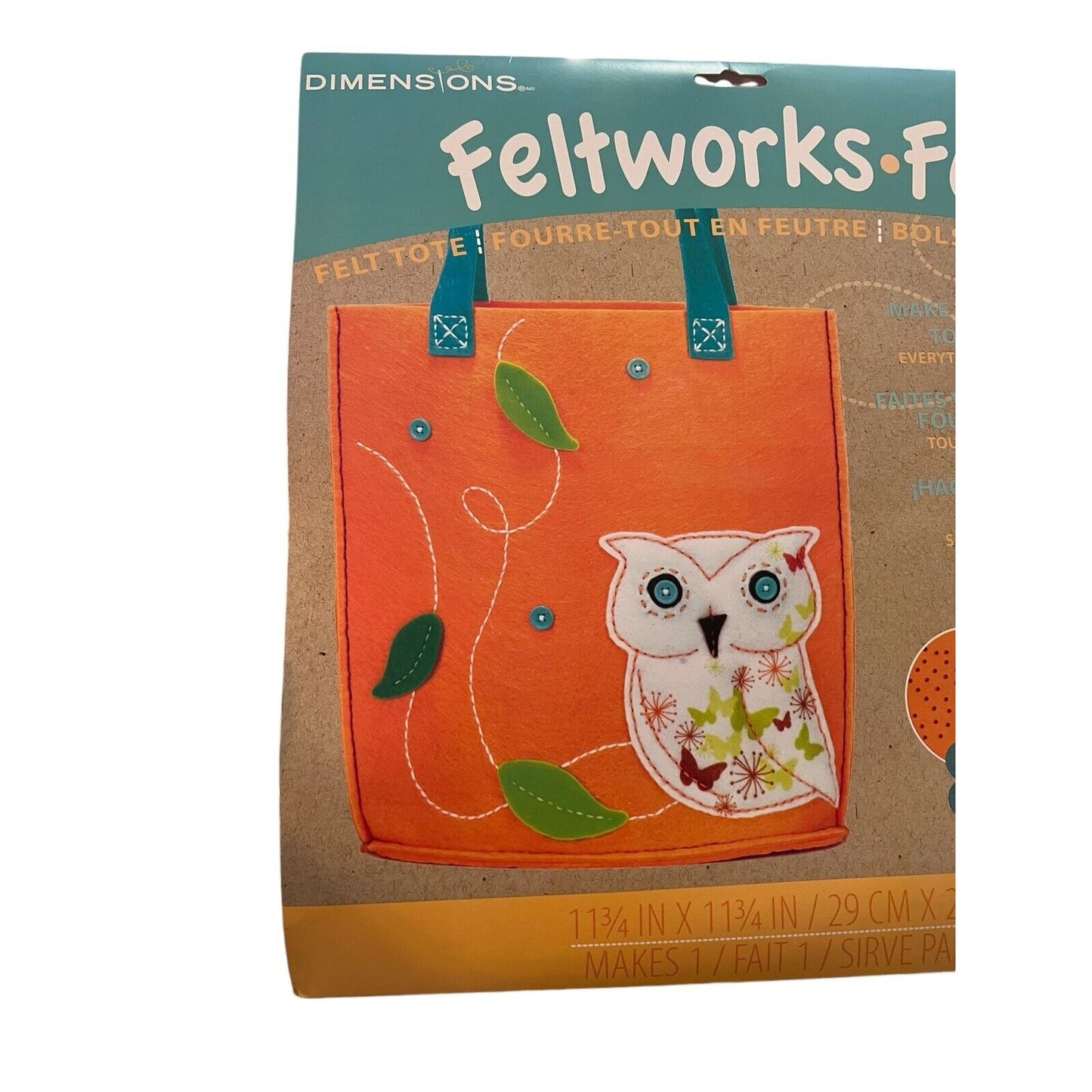 Owl Tote Bag Feltworks Fun Embroidery Kit by Dimensions NEW Sealed Kids Crafts