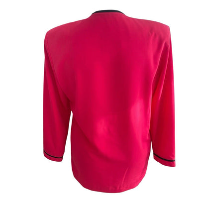 Peter Popovitch Ladies Casual Jacket Pink Size Large Black Trim Vintage