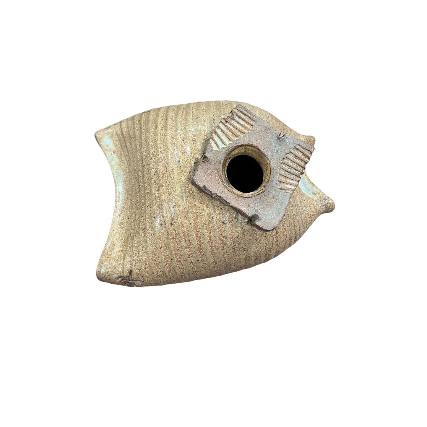 Ceramic Art Pottery Fish Bird House Handmade Signed Clay Natural