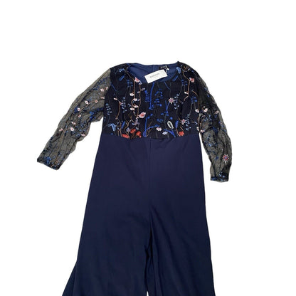 Size 28W Bloomchic Romper Jumpsuit Formal Embroidered Navy Floral NWT