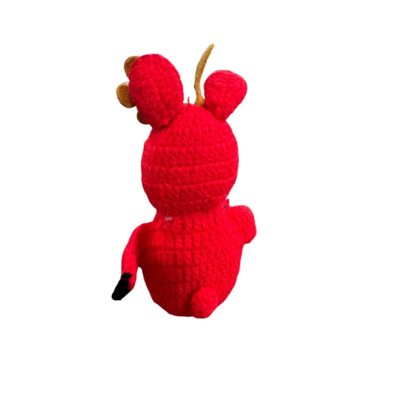 Crochet Handmade Reindeer Christmas Tree Ornament Kitschy Vintage 6”