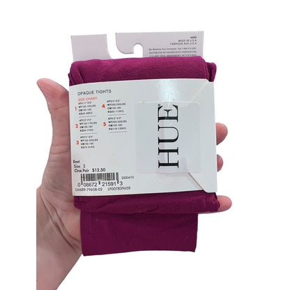 NWT HUE Beet Opaque Tights Size 2 Deep Purple