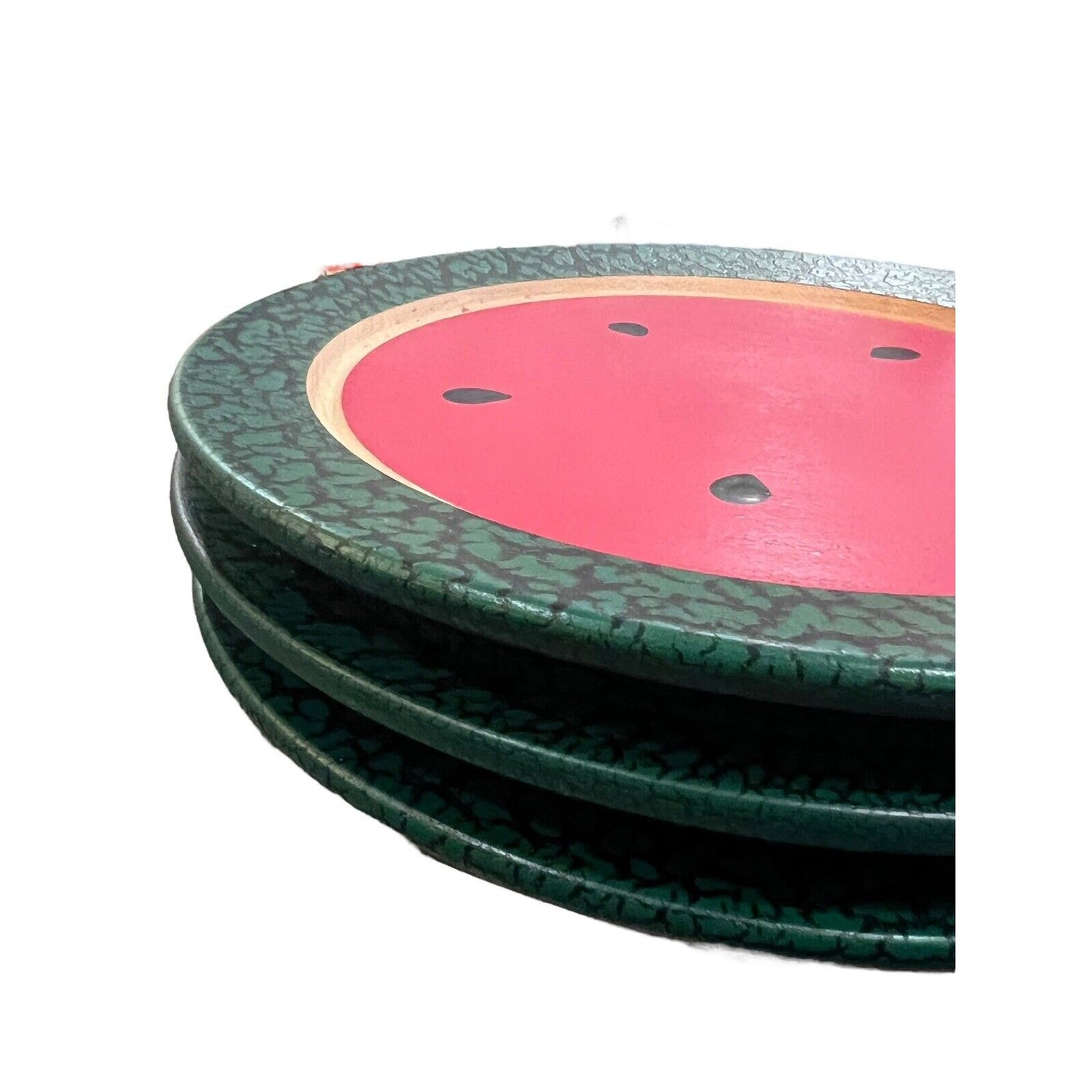 CWP Wayland NY. Hand Turned Wooden Plate Watermelon Handpainted 10” Set Of 3