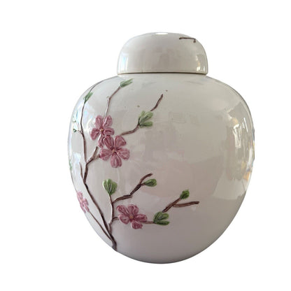 Vintage Dogwood Ginger Jar Hand Painted Large 9” High