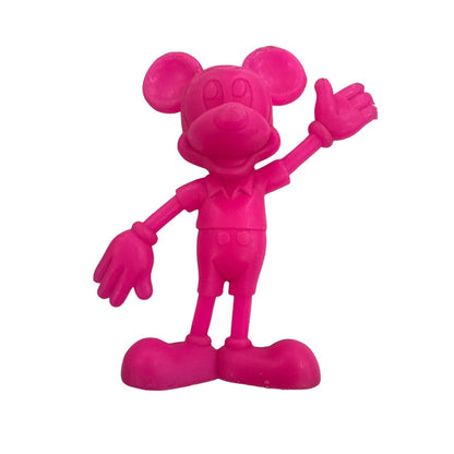 Vintage 1971 Marx Toys Neon Green Pink 6" Disney Mickey Mouse Figures Set Of 2