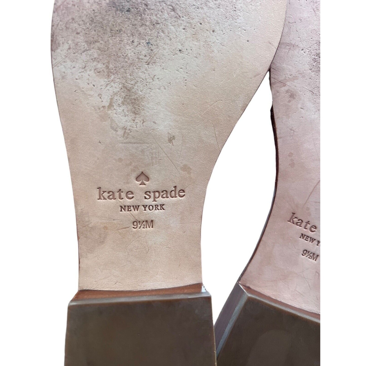 Size 9.5 Kate Spade Ruffle Beau Leather Slide Sandals Gold Chain Preppy Coastal