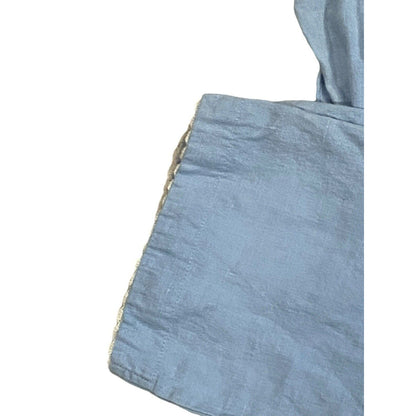 Size 8 (40 FR) Lulu Castagnette Cropped Wide Leg Pants Women Blue Linen