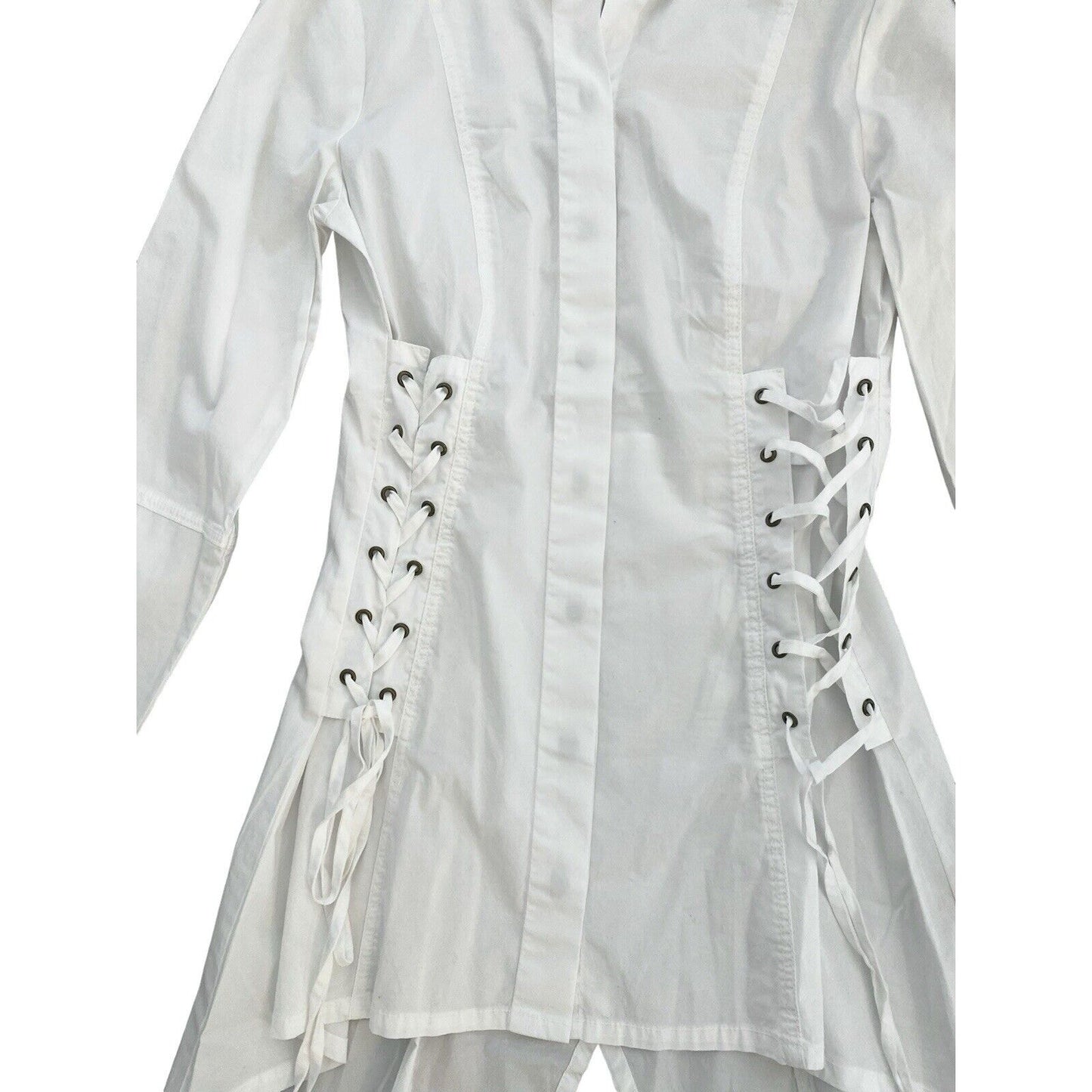 Size XS XCVI White Button Top Shirt White Victorian Steampunk Fitted Medieval