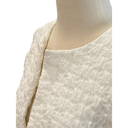 Size Medium Lorain Croft Short White Textured Crop Jacket Fitted Gorgeous