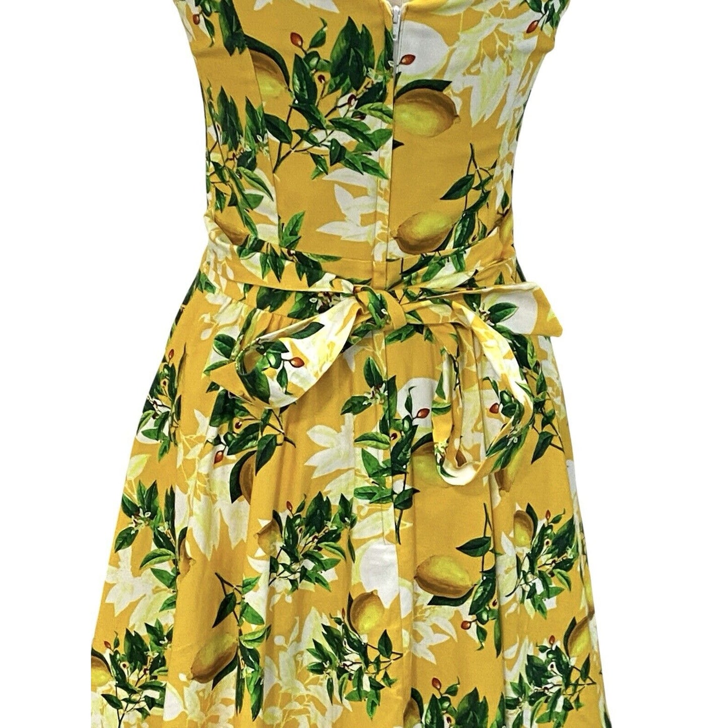 Lady Vintage Lemon Yellow Midi Summer Dress Sleeveless Hepburn Pockets