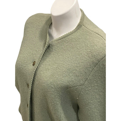 TALLY HO Nordic WOOL Cardigan Sweater Sage Green Button Up Women's Size XL