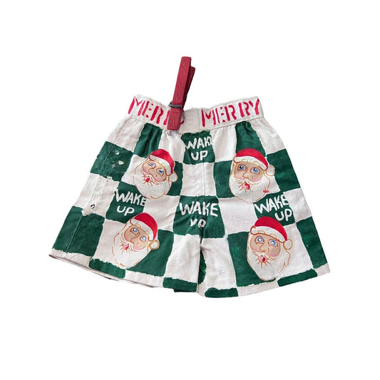 Hand Made Santa Claus Box Underwear Christmas Ornament Holiday Craft Painted