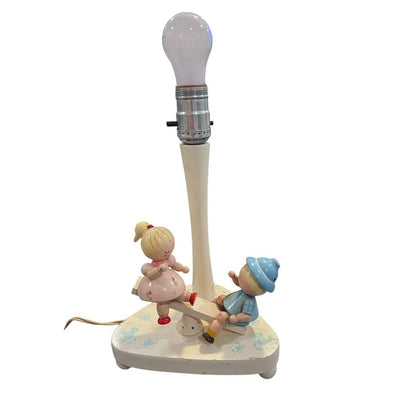 Vintage 1960s Wooden Nursery Lamp Young Designs Inc Boy/Girl Tested Works NY USA