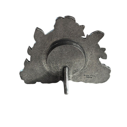 Vintage Lenox Kirk Stieff Pewter Quartz Clock Floral Poppy Desk Table Travel