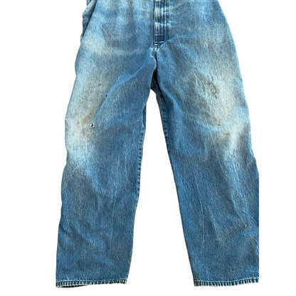 Vintage USA Pointer Low Back Bib Overalls Mens Distressed Worn 48 W 28 Inseam