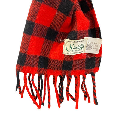 Vtg Smith's Bermuda Scarf 100% Pure New Wool Made in Scotland Buffalo Check