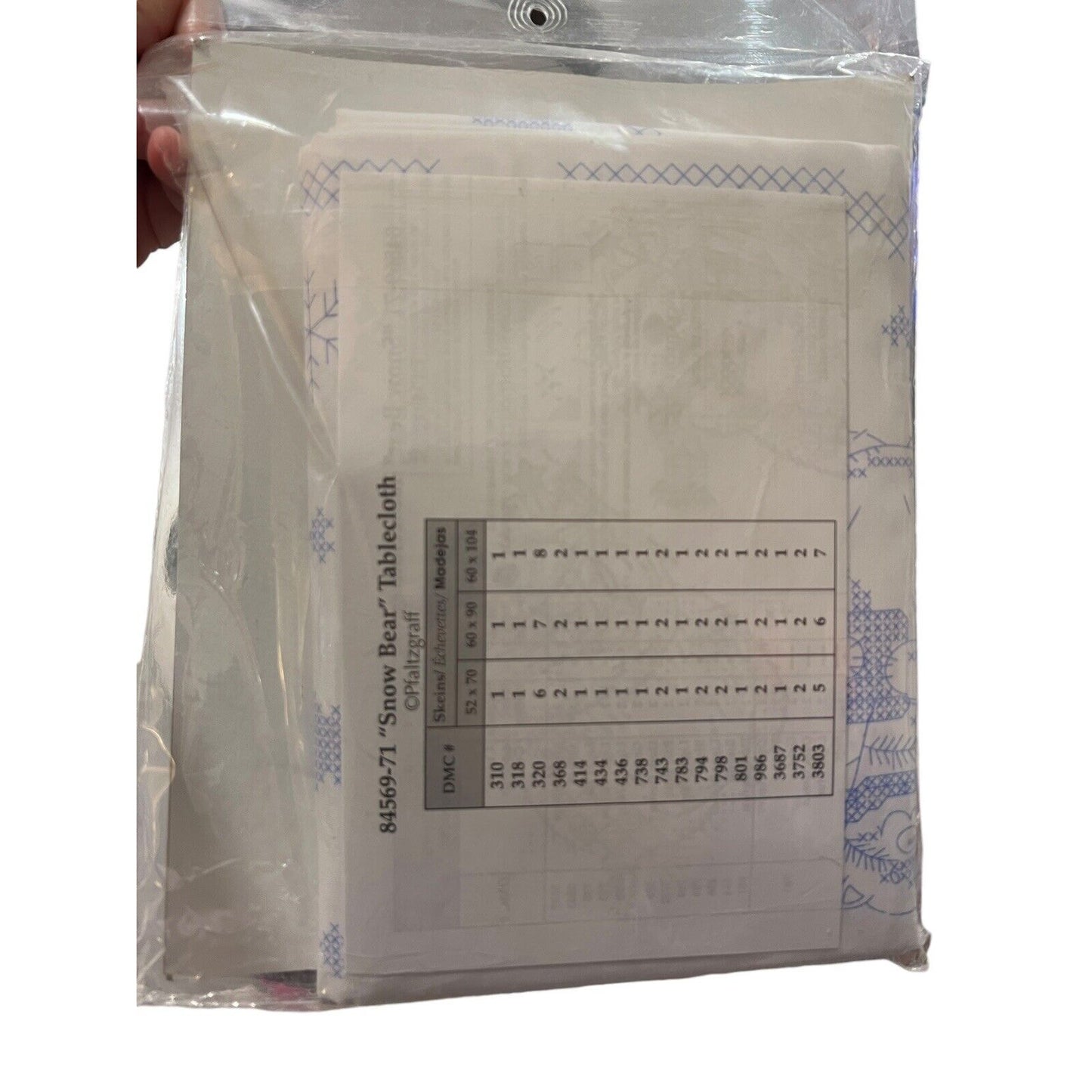 Bucilla Stamped Embroidery Kit 84569 Pfaltzgraff Snow Bear Tablecloth 52x70