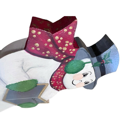 Christmas Decor Santa Snowman Woman Wooden Cut Out Hand Painted Folk Art Whimsy