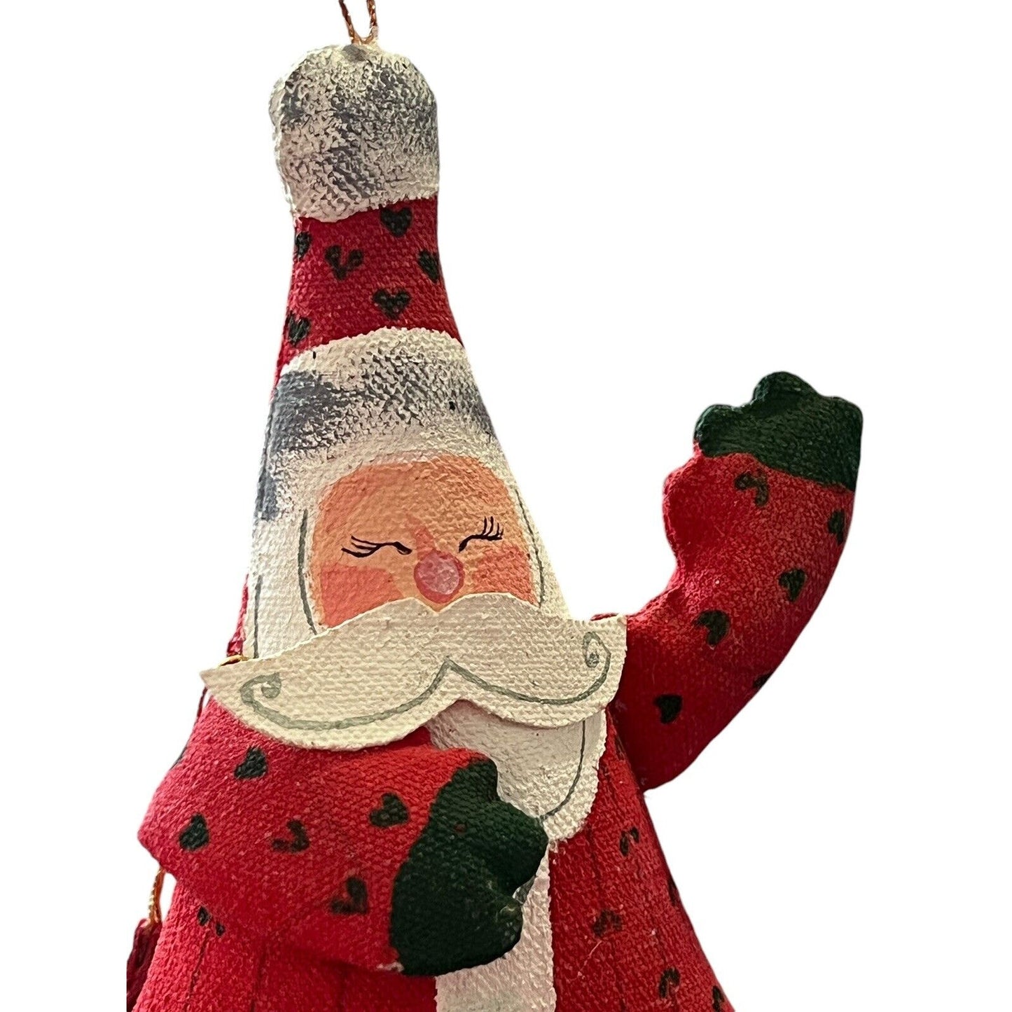 Santa Claus Hand Painted Canvas Christmas Ornament Holiday Pillow Painted