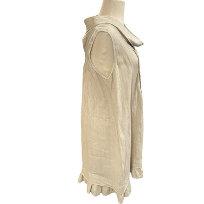 Un Coeur En Ete Beige Linen Top Blouse Tunic Italy See Measurements For Sizing