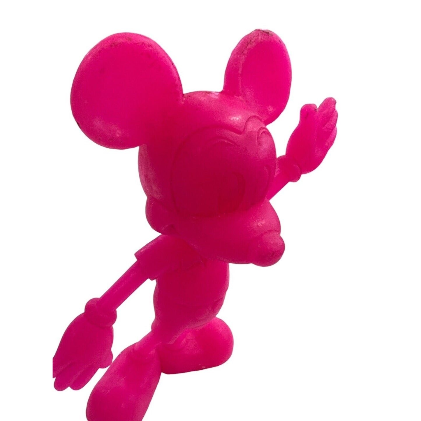 Vintage 1971 Marx Toys Neon Green Pink 6" Disney Mickey Mouse Figures Set Of 2