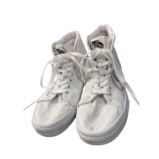 Vans Shoes Womens 8.5 Old Skool High Top Skate Sneakers White Canvas Lace Up