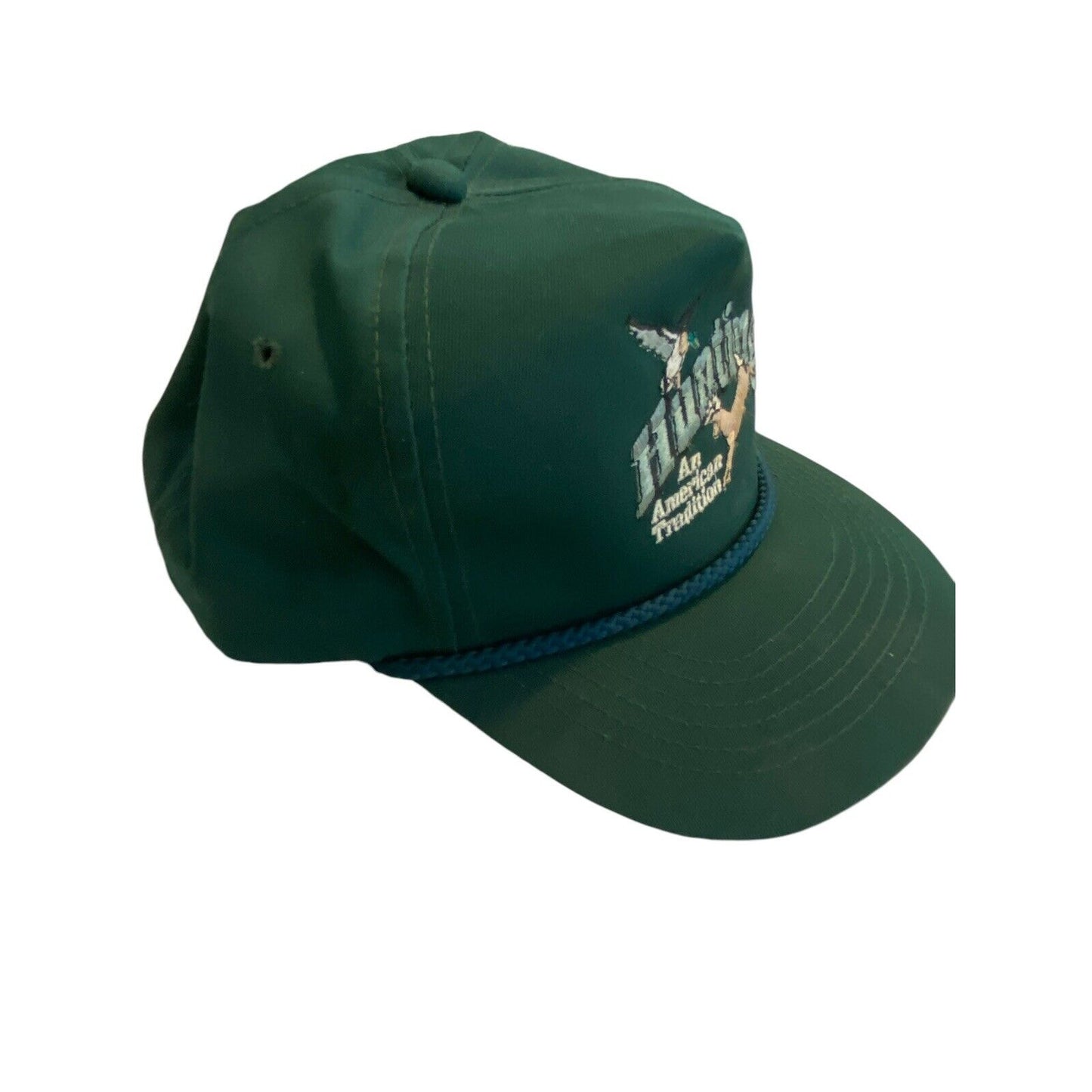 Vintage Hat Hunting An American Tradition Outdoor Cap Rope Hat Green Snap Back