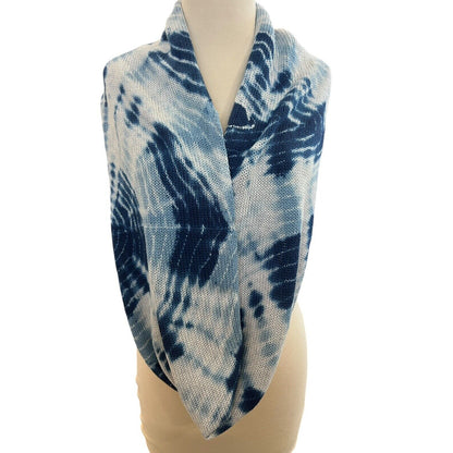 Pure Jill J Jill Blue Tie Dye Infinity Scarf Cotton Cashmere Blend Knit Soft