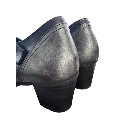 Size 8 (38) Women’s DorKinG Mary Jane’s Metallic Pewter Navy Shoes Heels