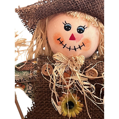 Scarecrow Table Top Decor Pumpkin Fall Thanksgiving Halloween Figures Set Of Two