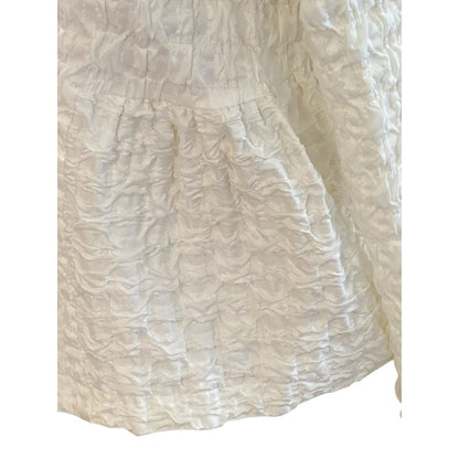 Size Medium Lorain Croft Short White Textured Crop Jacket Fitted Gorgeous