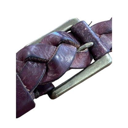 Vintage Mens Leather Braided Brown Belt Brass Hardware M