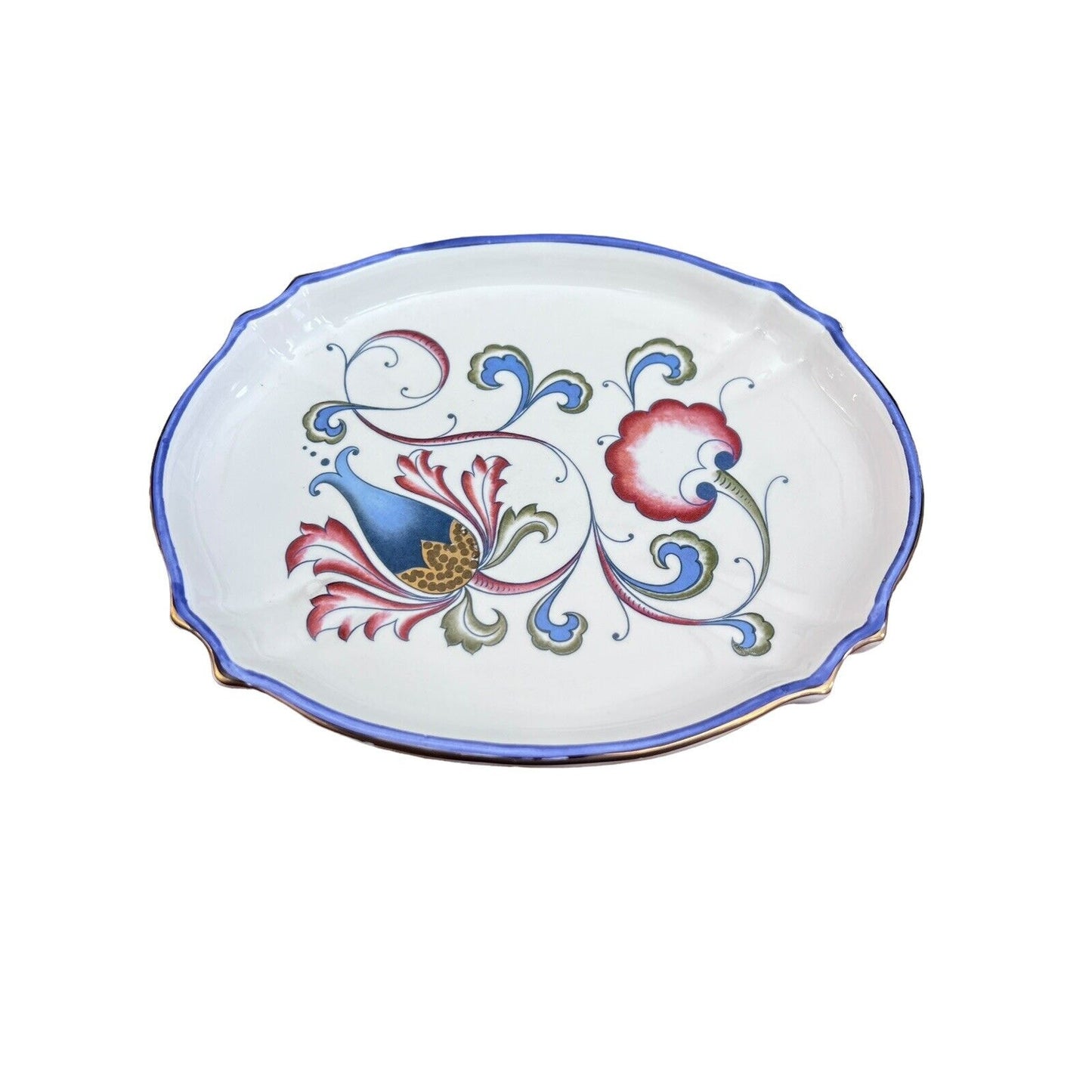 Italian Earthenware Floral Ceramic Glazed Handpainted Serving Dish Platter Italy