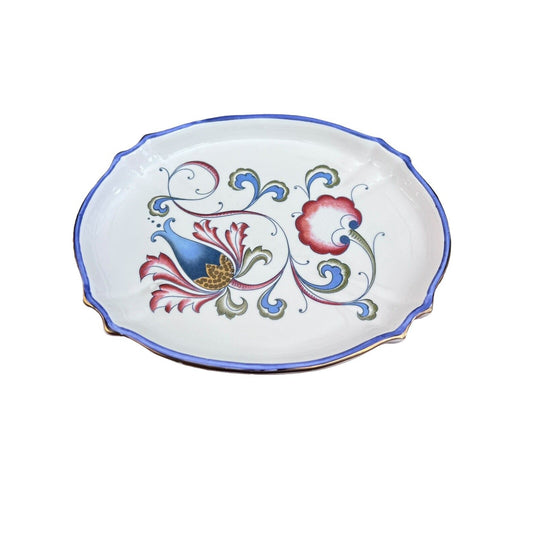 Italian Earthenware Floral Ceramic Glazed Handpainted Serving Dish Platter Italy