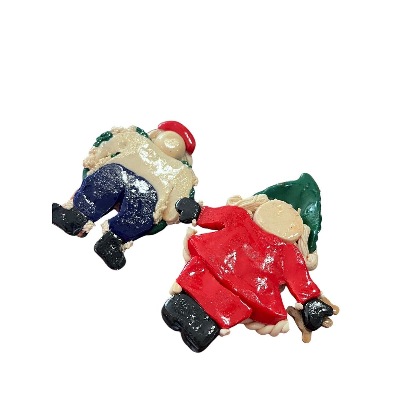 Dough Christmas Ornament Glossy Golf Santa Claus Sleigh Set Of Two