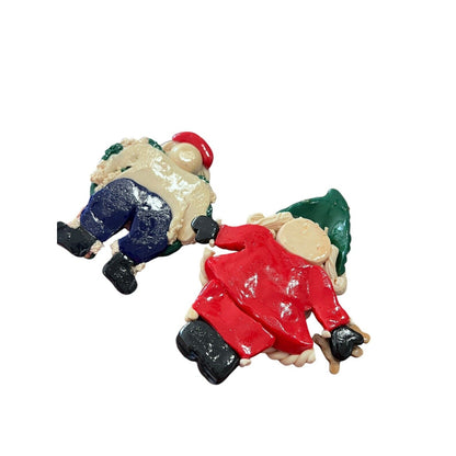 Dough Christmas Ornament Glossy Golf Santa Claus Sleigh Set Of Two