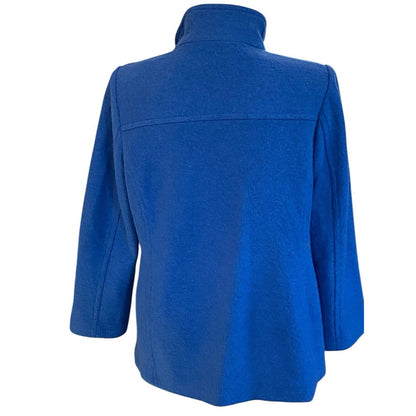Lands’ End Womens Wool Blend Coat Size 16W Royal Blue Full Zip Pockets