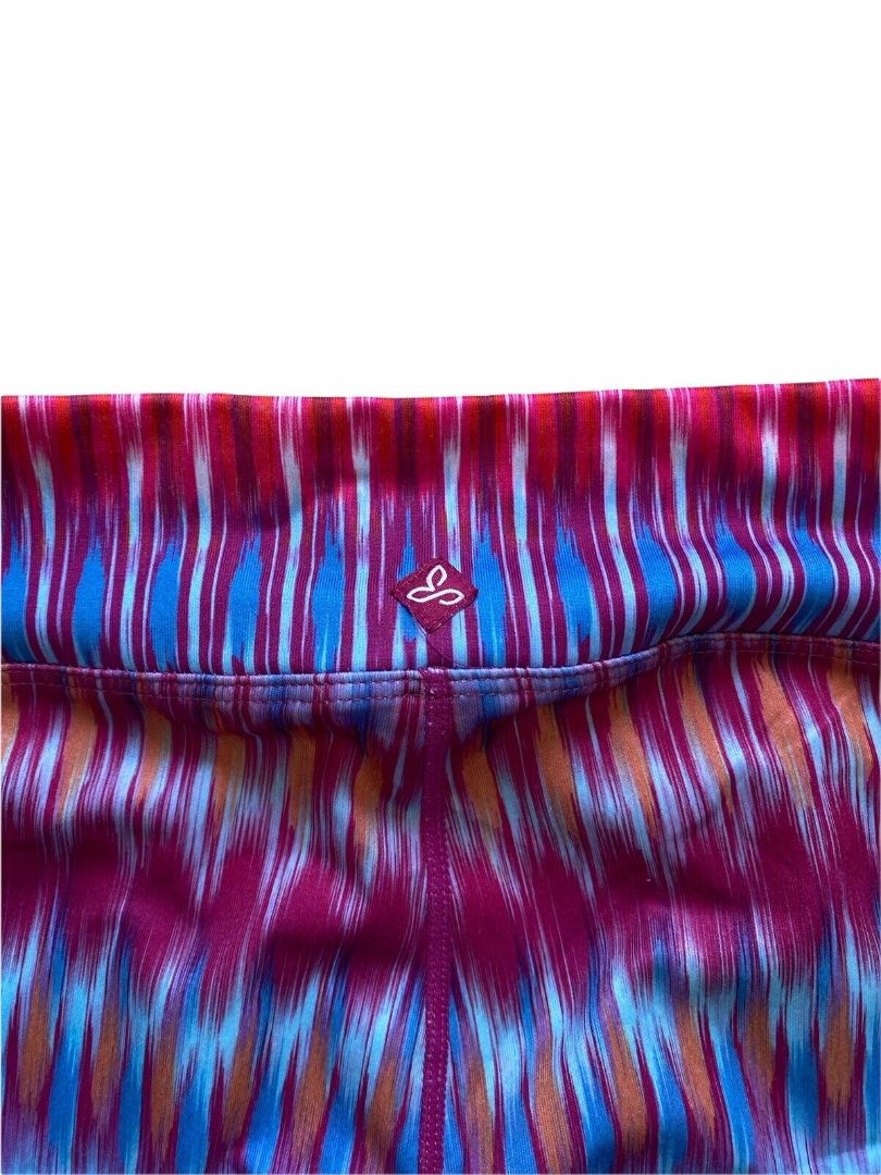 prAna Women's Small Roxanne Pink Blue Chevron Tide Yoga Workout Capri Leggings