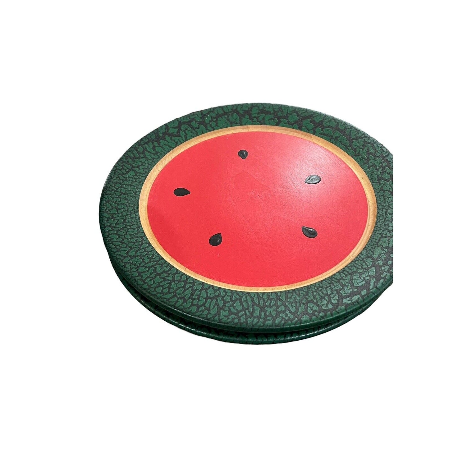 CWP Wayland NY. Hand Turned Wooden Plate Watermelon Handpainted 10” Set Of 3