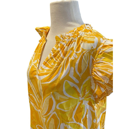 Small NWT Sugar Lips Sleeveless Floral Ruffled Shirt Top Blouse Yellow