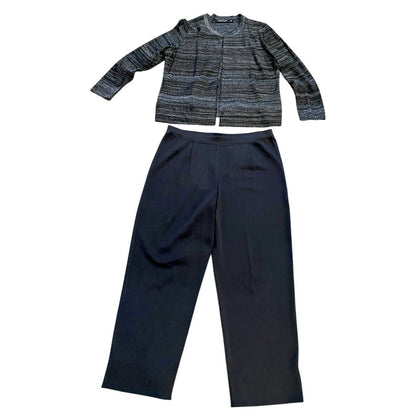 Exclusively Misook Jacket Pant Set XL Petite Metallic Jacket And XL Black Pant