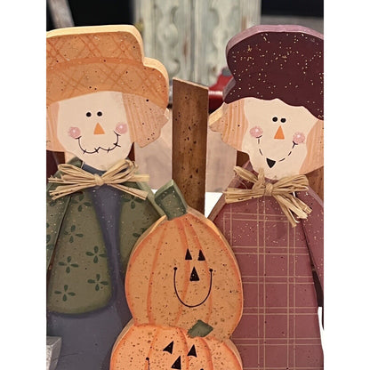 Wooden Autumn Halloween Decor Pumpkin Patch Home Fall Decoration Painted