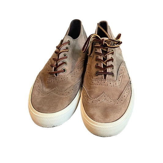 Polo Ralph Lauren Men's Tan Oiled Matte Suede Wingtip Sneaker Shoes Size 8 D