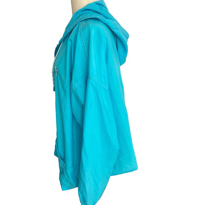 Vintage Venezia Hooded Turquoise Lined Windbreaker Jacket Plus Size 22/24