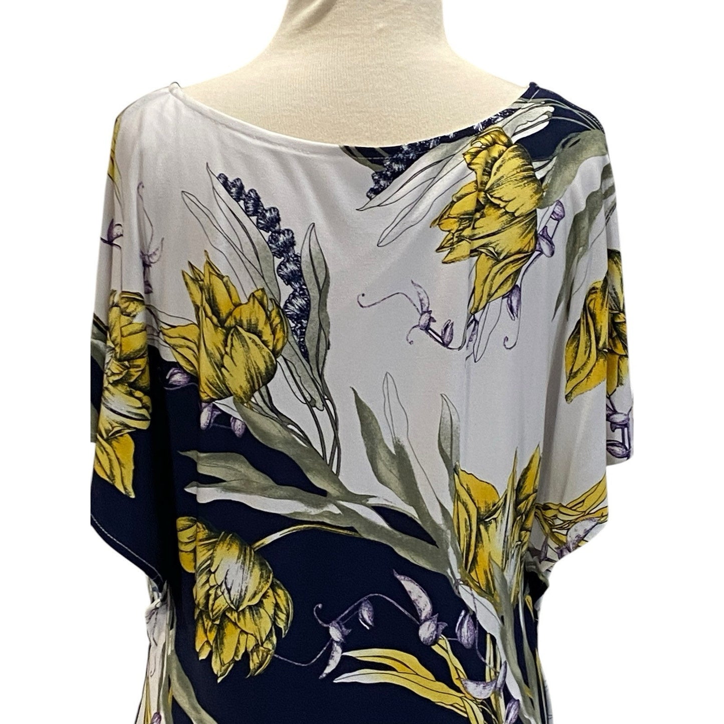 Size Small JM Collection Blue White Yellow Floral Studded Sheath Dress