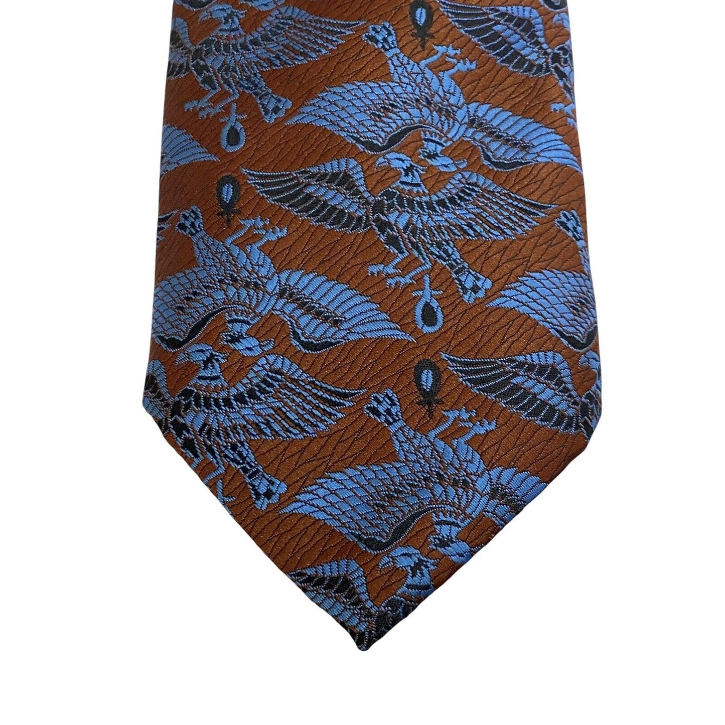 Vtg Sears Men's Store 60s 70s Polyester Tie Necktie Brown Blue Phoenix Bird