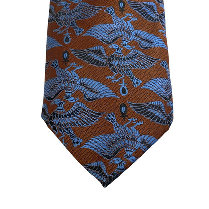 Vtg Sears Men's Store 60s 70s Polyester Tie Necktie Brown Blue Phoenix Bird
