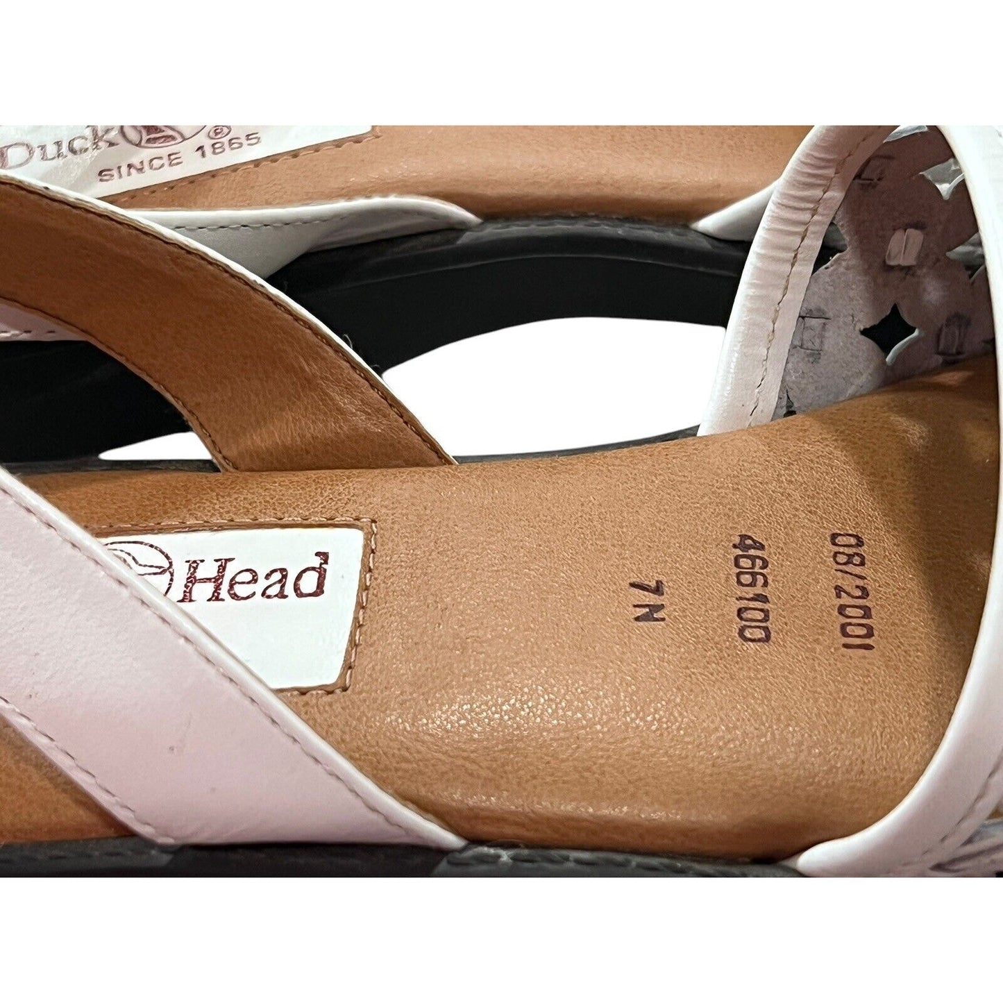 Duck Head Women's White Leather Open Weave Slingbacks 7N Resort Wear