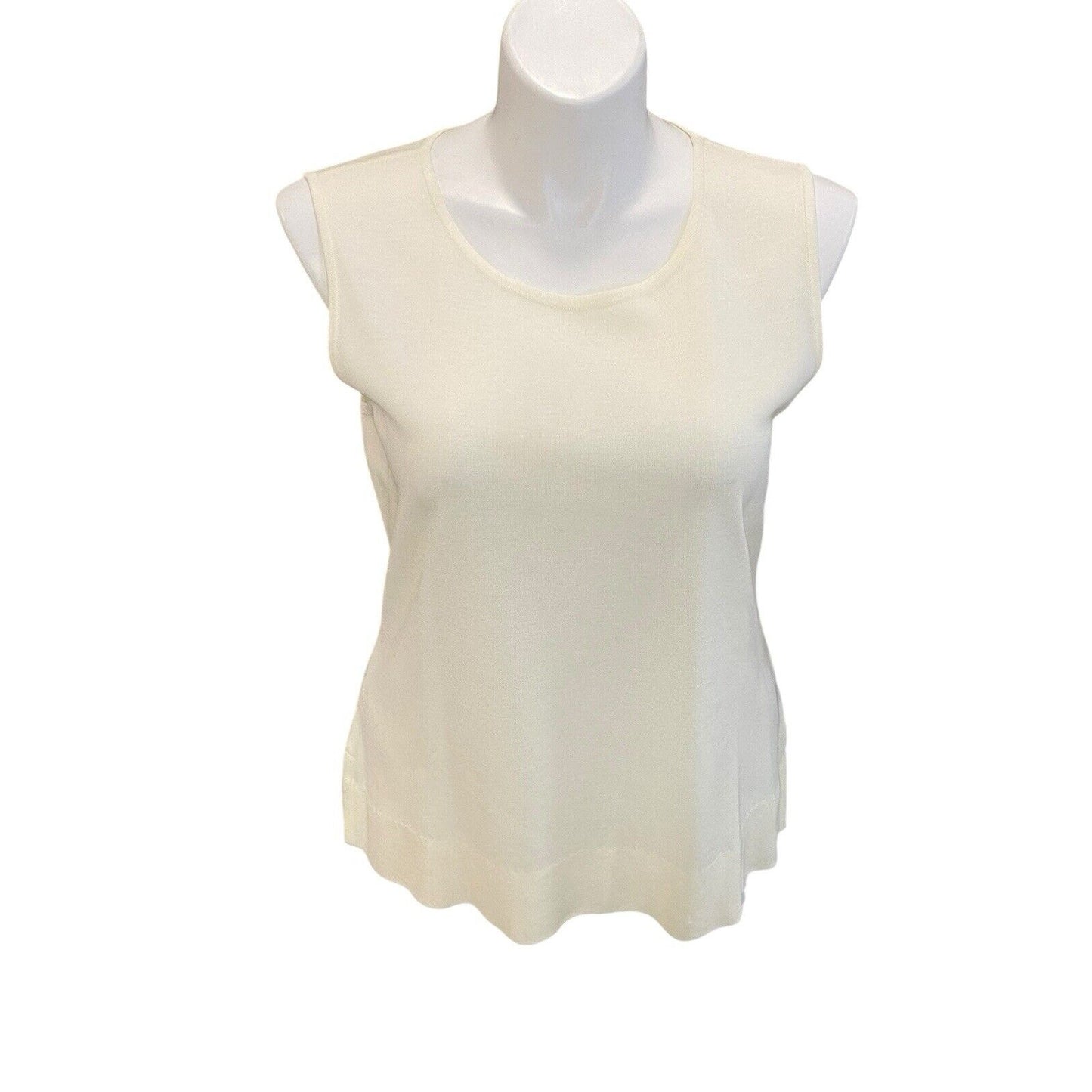 Misook Size Large Knit Acrylic Sleeveless Tunic Shell Tank Top Cream